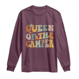 Camper Queen Long Sleeve Shirt Retro Groovy Funny Women Girls RV Camping Lovers TS10 Maroon Print Your Wear
