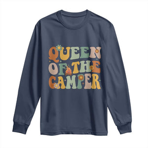 Camper Queen Long Sleeve Shirt Retro Groovy Funny Women Girls RV Camping Lovers TS10 Navy Print Your Wear