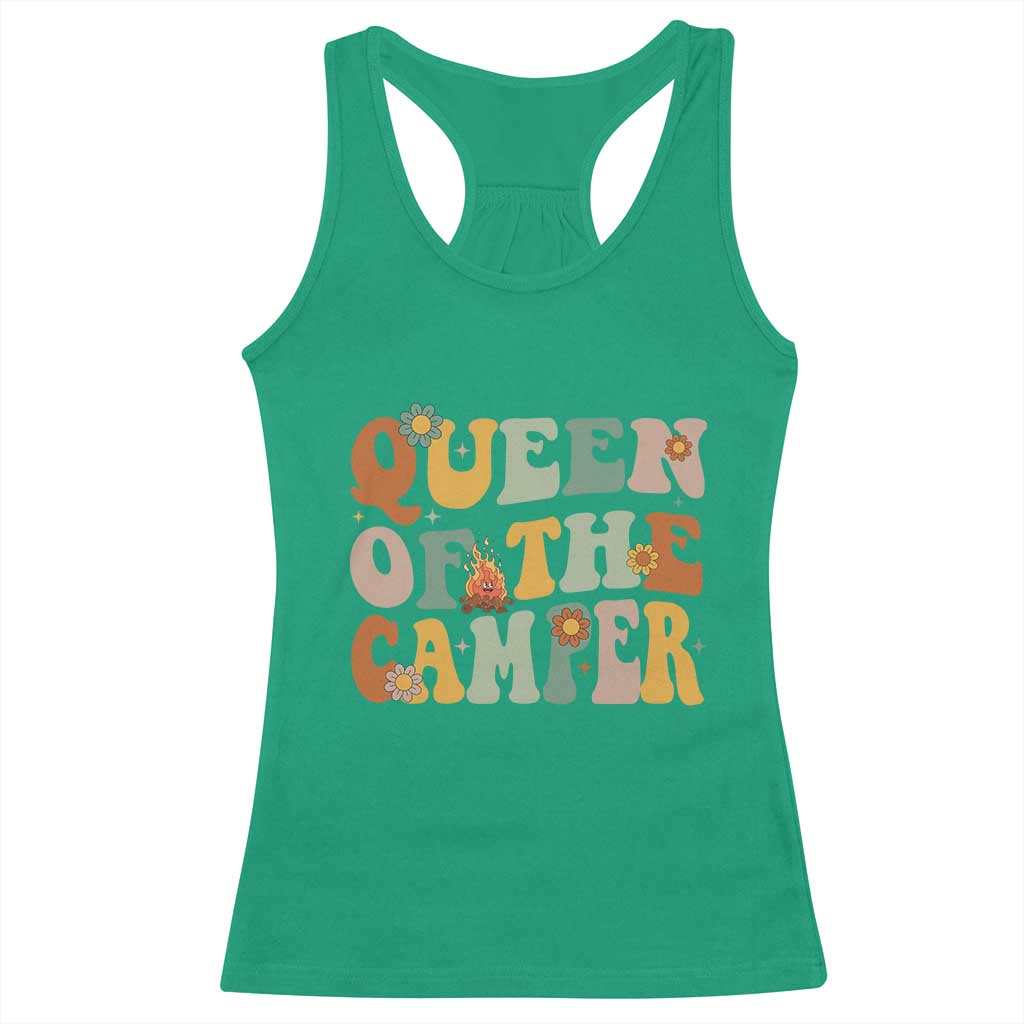 Camper Queen Racerback Tank Top Retro Groovy Funny Women Girls RV Camping Lovers TS10 Irish Green Print Your Wear