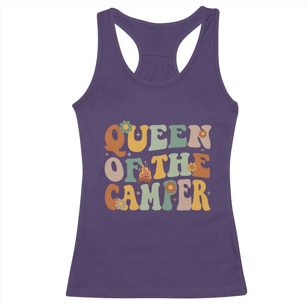 Camper Queen Racerback Tank Top Retro Groovy Funny Women Girls RV Camping Lovers TS10 Purple Print Your Wear