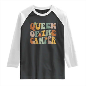 Camper Queen Raglan Shirt Retro Groovy Funny Women Girls RV Camping Lovers TS10 Black White Print Your Wear