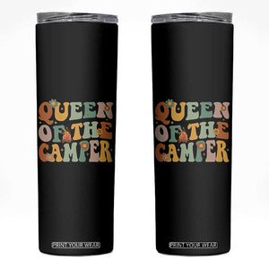 Camper Queen Skinny Tumbler Retro Groovy Funny Women Girls RV Camping Lovers TS10 Black Print Your Wear
