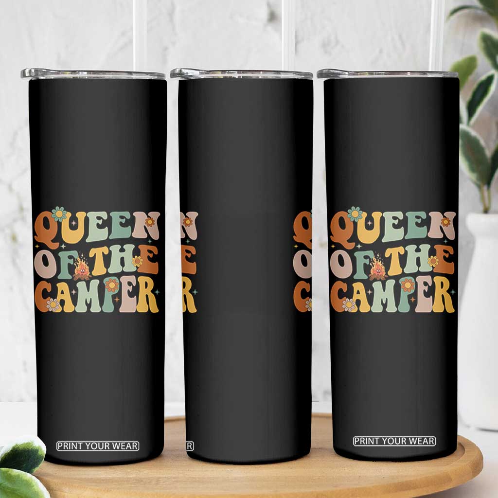 Camper Queen Skinny Tumbler Retro Groovy Funny Women Girls RV Camping Lovers TS10 Print Your Wear