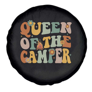 Camper Queen Spare Tire Cover Retro Groovy Funny Women Girls RV Camping Lovers TS10 Print Your Wear