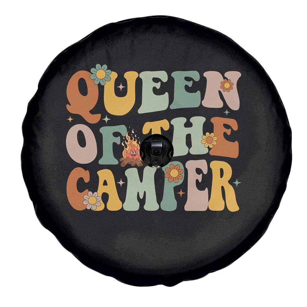 Camper Queen Spare Tire Cover Retro Groovy Funny Women Girls RV Camping Lovers TS10 Print Your Wear