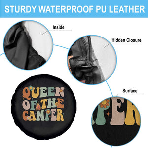 Camper Queen Spare Tire Cover Retro Groovy Funny Women Girls RV Camping Lovers TS10 Print Your Wear