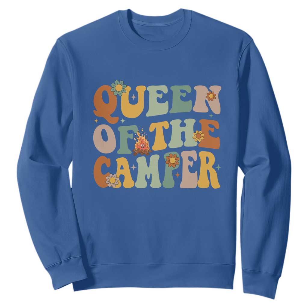 Camper Queen Sweatshirt Retro Groovy Funny Women Girls RV Camping Lovers TS10 Royal Blue Print Your Wear