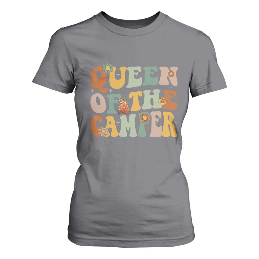 Camper Queen T Shirt For Women Retro Groovy Funny Women Girls RV Camping Lovers TS10 Charcoal Print Your Wear