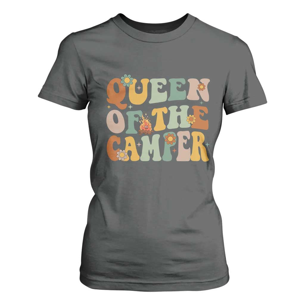 Camper Queen T Shirt For Women Retro Groovy Funny Women Girls RV Camping Lovers TS10 Dark Heather Print Your Wear