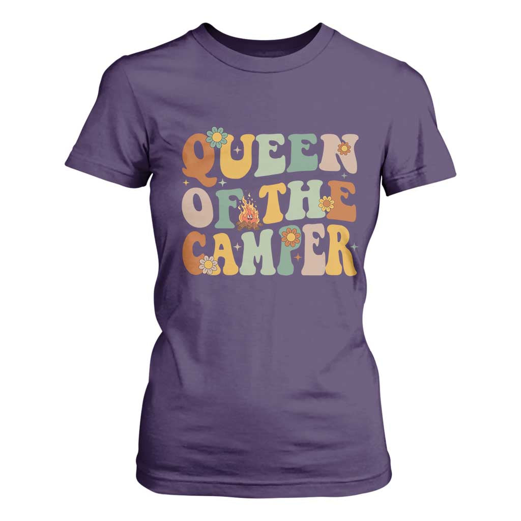 Camper Queen T Shirt For Women Retro Groovy Funny Women Girls RV Camping Lovers TS10 Purple Print Your Wear