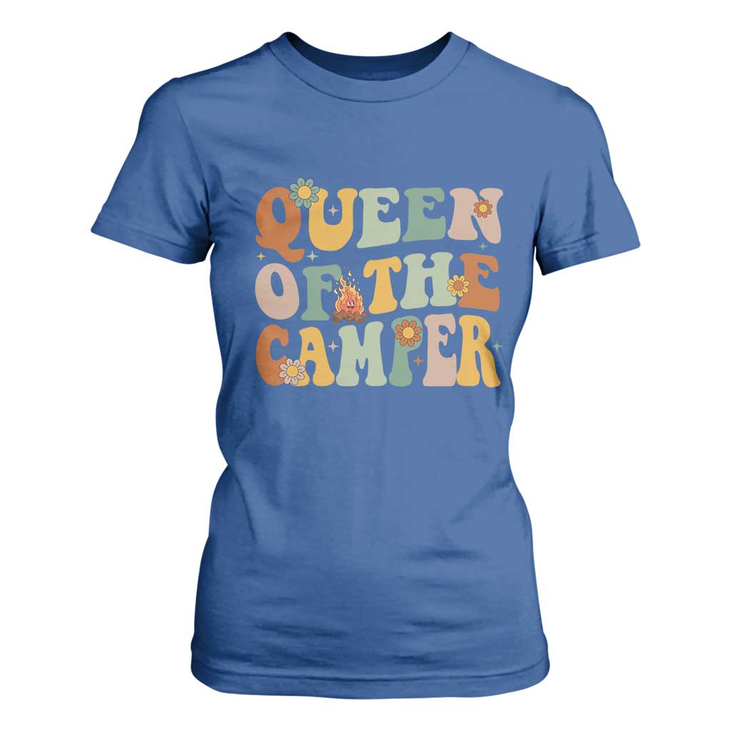 Camper Queen T Shirt For Women Retro Groovy Funny Women Girls RV Camping Lovers TS10 Royal Blue Print Your Wear