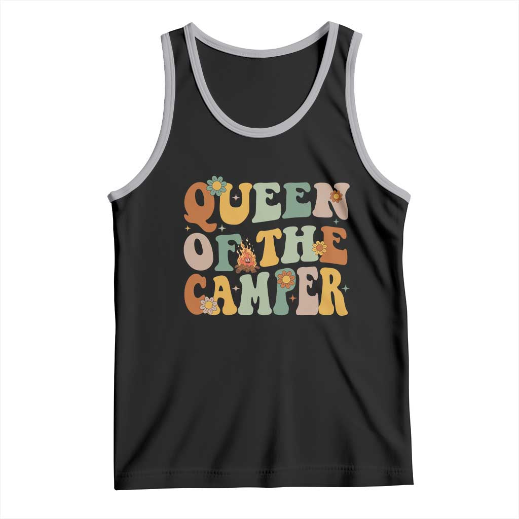 Camper Queen Tank Top Retro Groovy Funny Women Girls RV Camping Lovers TS10 Black Athletic Heather Print Your Wear