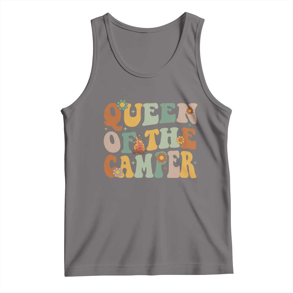 Camper Queen Tank Top Retro Groovy Funny Women Girls RV Camping Lovers TS10 Deep Heather Print Your Wear
