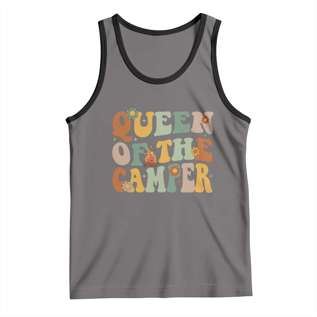 Camper Queen Tank Top Retro Groovy Funny Women Girls RV Camping Lovers TS10 Deep Heather Black Print Your Wear