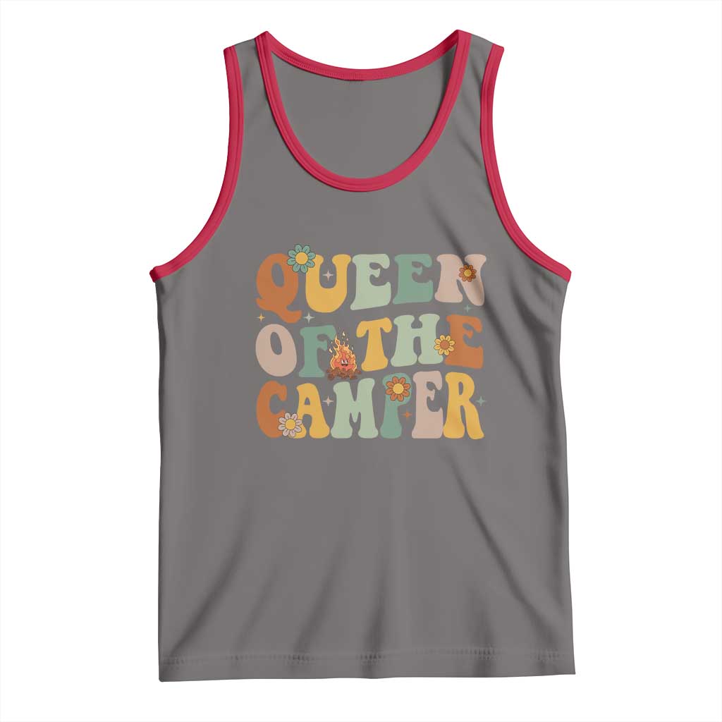 Camper Queen Tank Top Retro Groovy Funny Women Girls RV Camping Lovers TS10 Deep Heather Red Print Your Wear