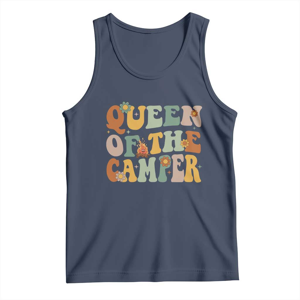 Camper Queen Tank Top Retro Groovy Funny Women Girls RV Camping Lovers TS10 Navy Print Your Wear