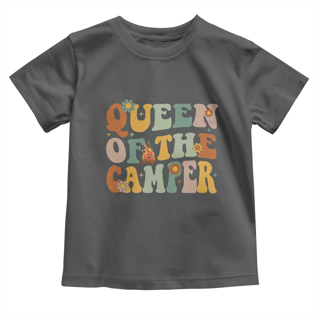 Camper Queen Toddler T Shirt Retro Groovy Funny Women Girls RV Camping Lovers TS10 Dark Heather Print Your Wear