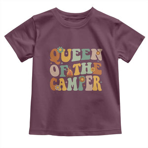 Camper Queen Toddler T Shirt Retro Groovy Funny Women Girls RV Camping Lovers TS10 Maroon Print Your Wear