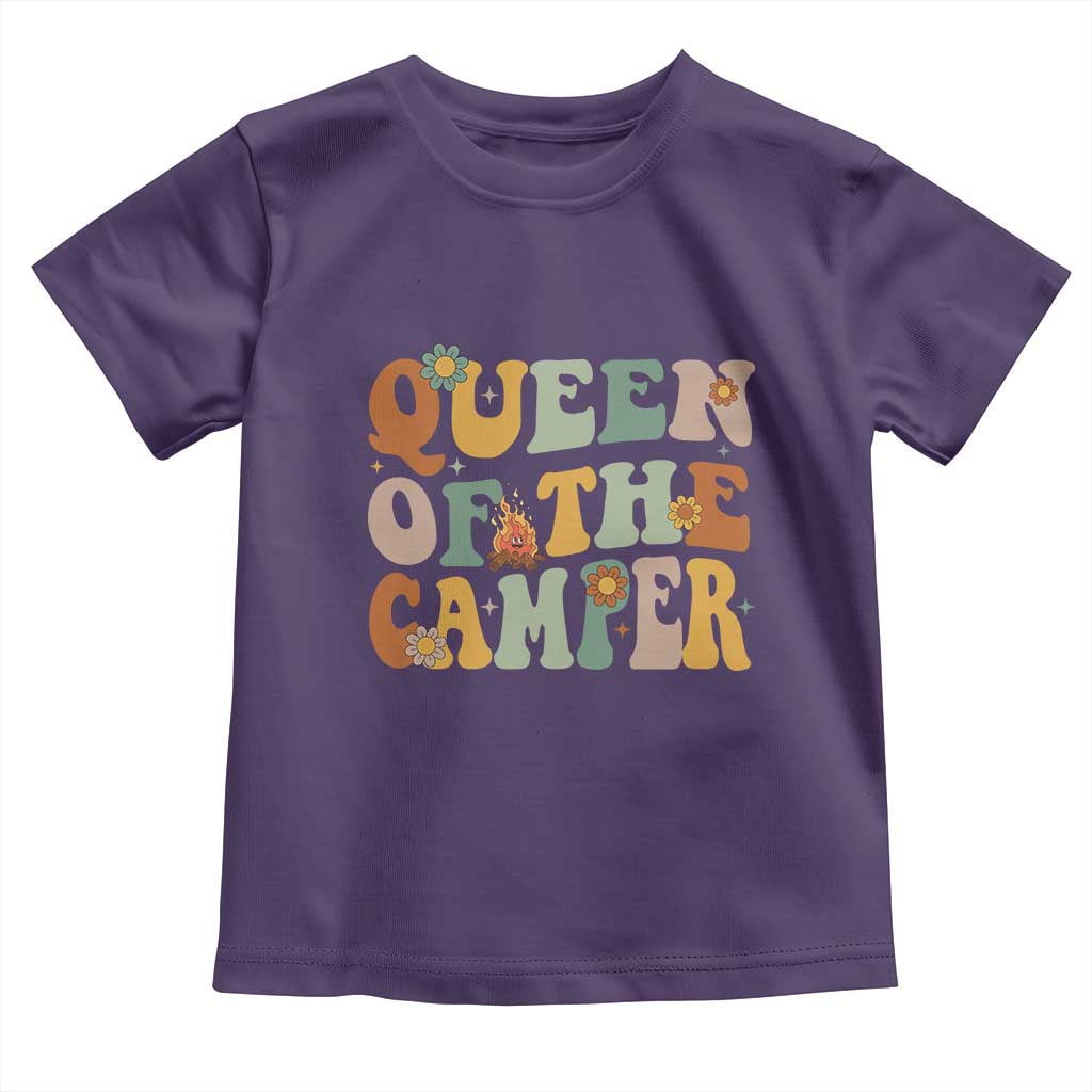 Camper Queen Toddler T Shirt Retro Groovy Funny Women Girls RV Camping Lovers TS10 Purple Print Your Wear