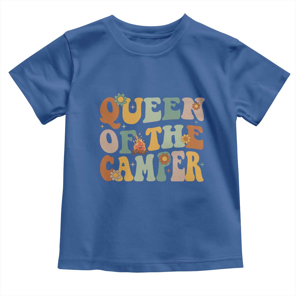 Camper Queen Toddler T Shirt Retro Groovy Funny Women Girls RV Camping Lovers TS10 Royal Blue Print Your Wear