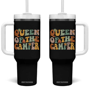 Camper Queen Tumbler With Handle Retro Groovy Funny Women Girls RV Camping Lovers TS10 One Size: 40 oz Black Print Your Wear