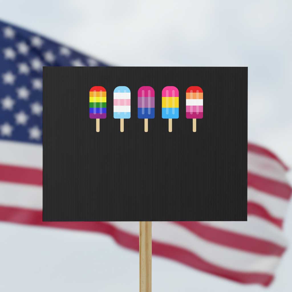 LGBT Rainbow Popsicles Protest Sign Summer Ice Cream LGBTQ Pride Ally TS10 Horizontal 18