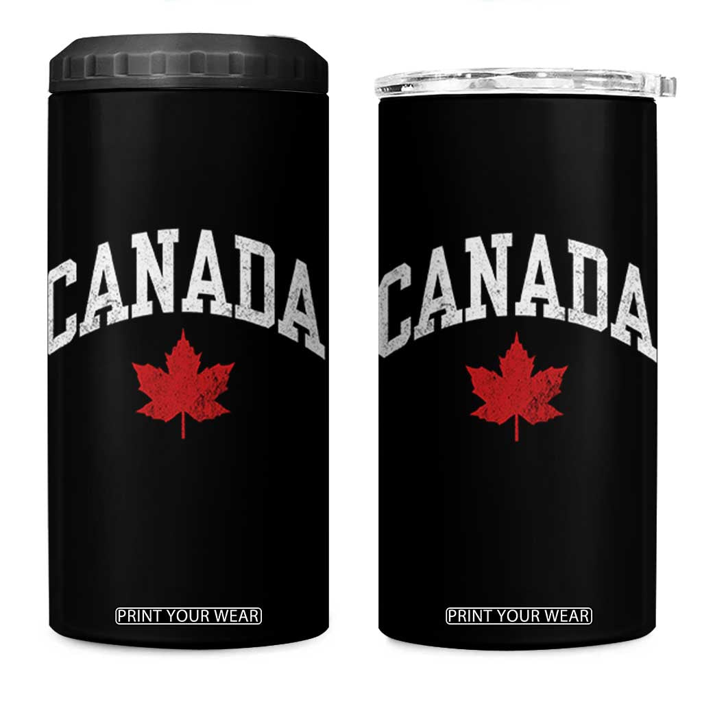 Canada Maple Leaf 4 in 1 Can Cooler Tumbler Canadian Pride TS10 One Size: 16 oz Black Print Your Wear
