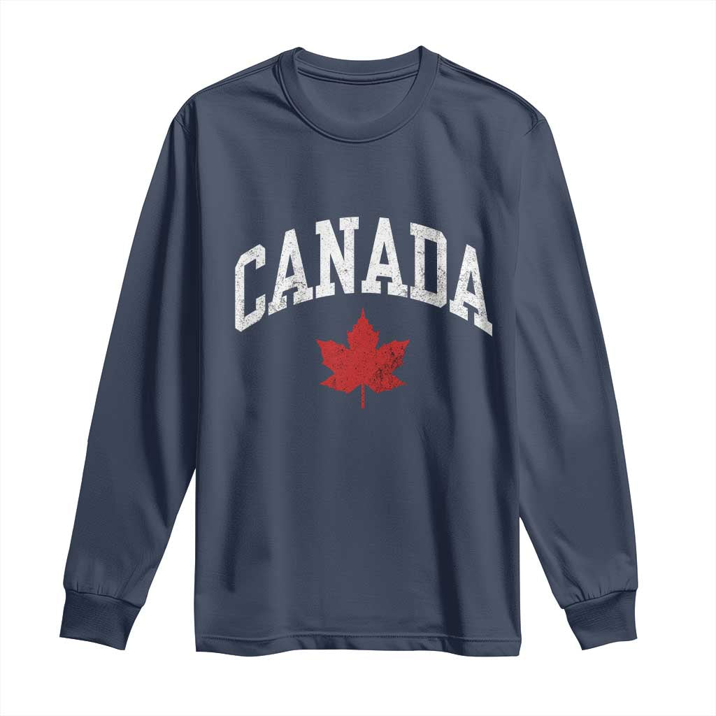Canada Maple Leaf Long Sleeve Shirt Canadian Pride TS10 Navy Print Your Wear