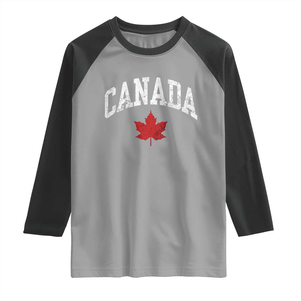 Canada Maple Leaf Raglan Shirt Canadian Pride TS10 Sport Gray Black Print Your Wear