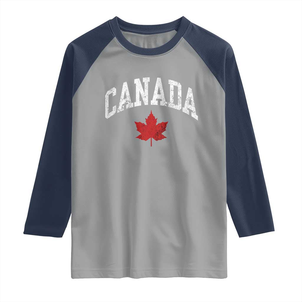 Canada Maple Leaf Raglan Shirt Canadian Pride TS10 Sport Gray Navy Print Your Wear