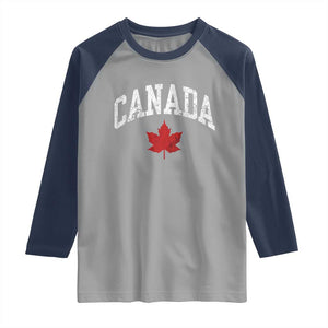 Canada Maple Leaf Raglan Shirt Canadian Pride TS10 Sport Gray Navy Print Your Wear