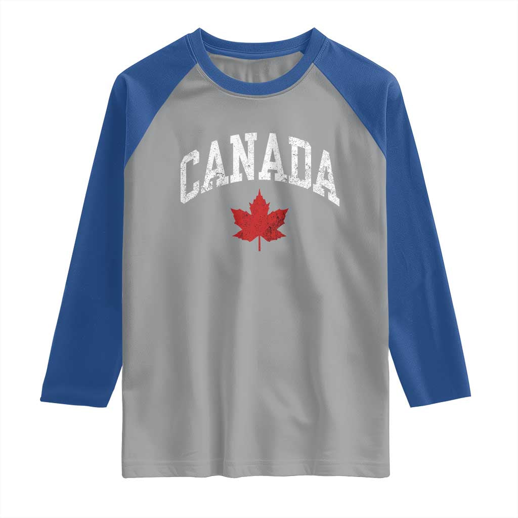 Canada Maple Leaf Raglan Shirt Canadian Pride TS10 Sport Gray Royal Print Your Wear