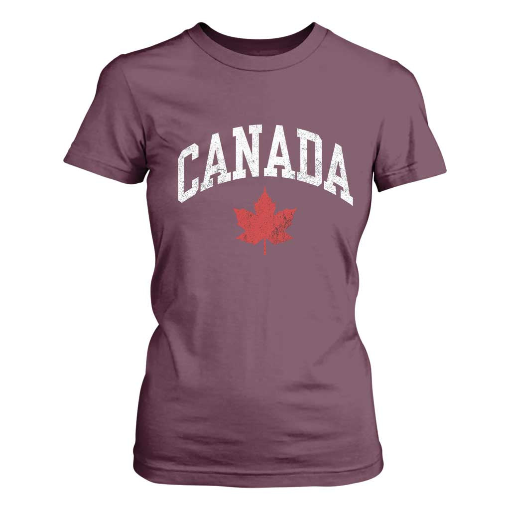 Canada Maple Leaf T Shirt For Women Canadian Pride TS10 Maroon Print Your Wear