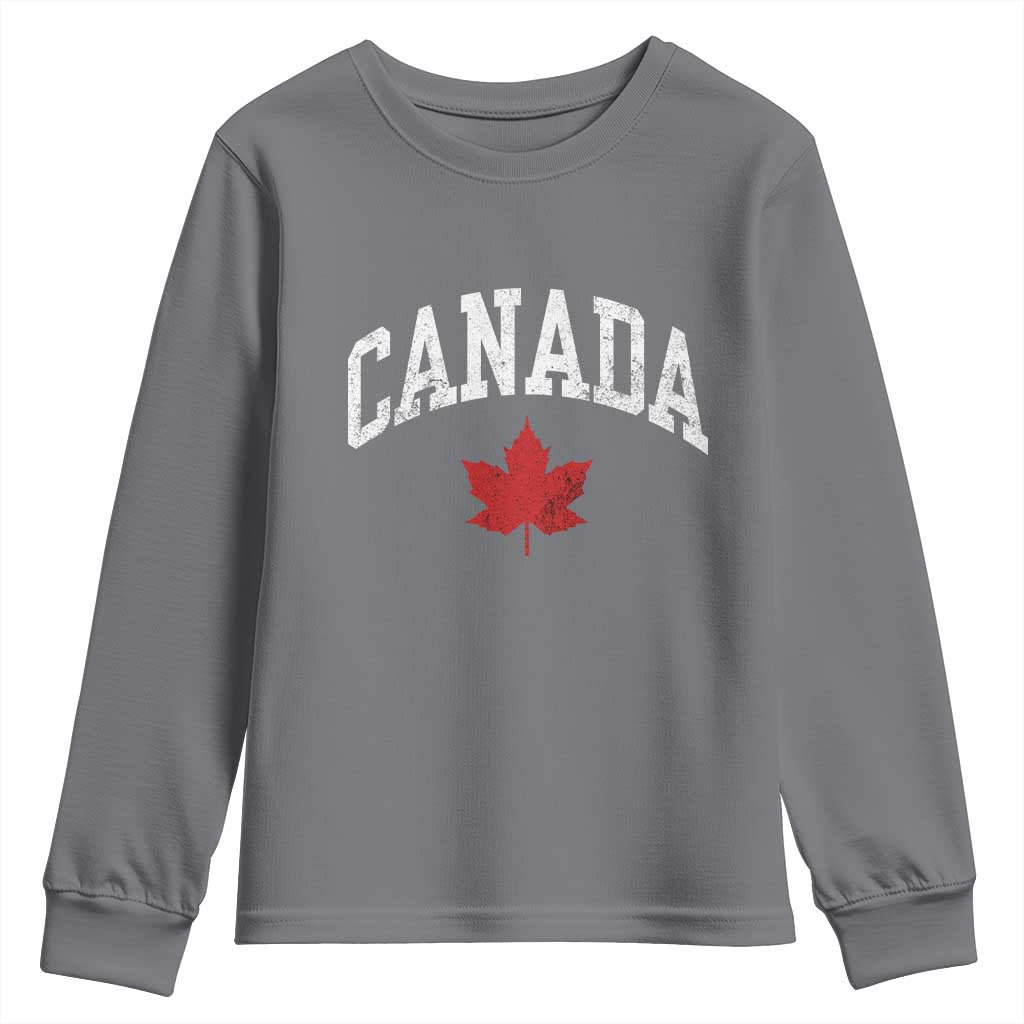 Canada Maple Leaf Youth Sweatshirt Canadian Pride TS10 Charcoal Print Your Wear
