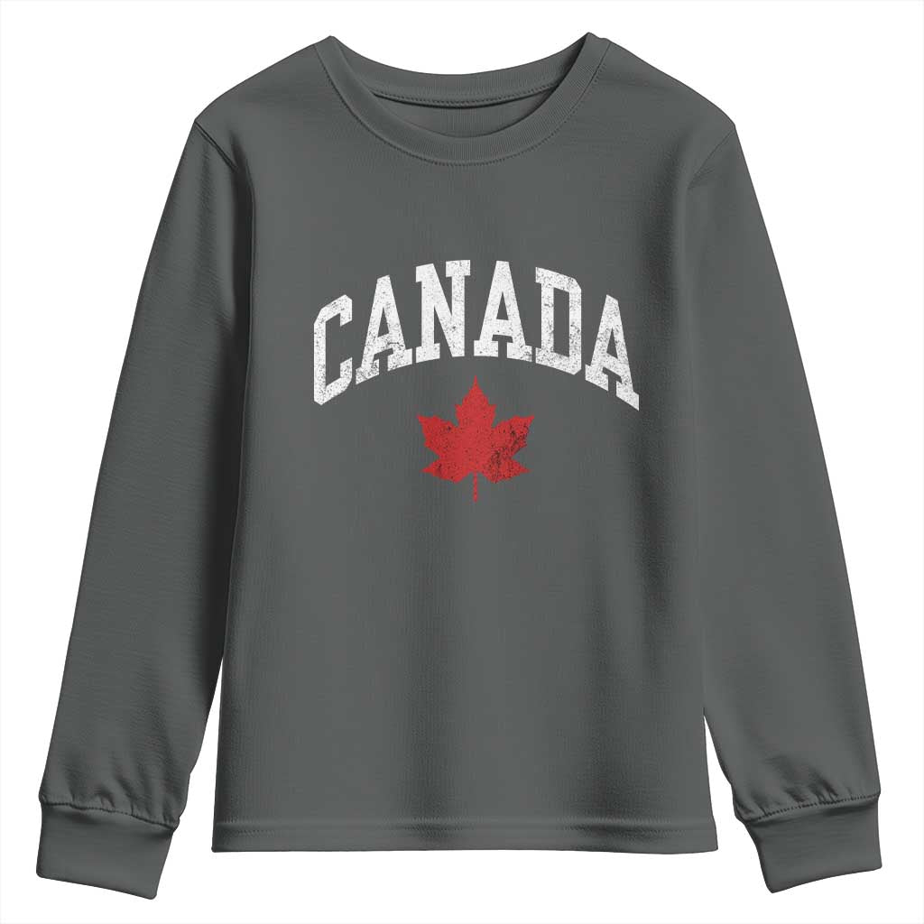 Canada Maple Leaf Youth Sweatshirt Canadian Pride TS10 Dark Heather Print Your Wear