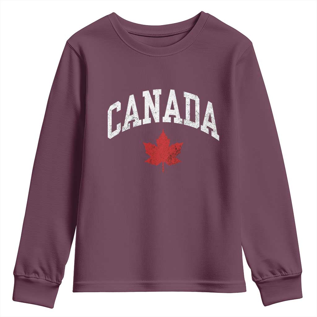 Canada Maple Leaf Youth Sweatshirt Canadian Pride TS10 Maroon Print Your Wear
