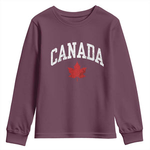 Canada Maple Leaf Youth Sweatshirt Canadian Pride TS10 Maroon Print Your Wear
