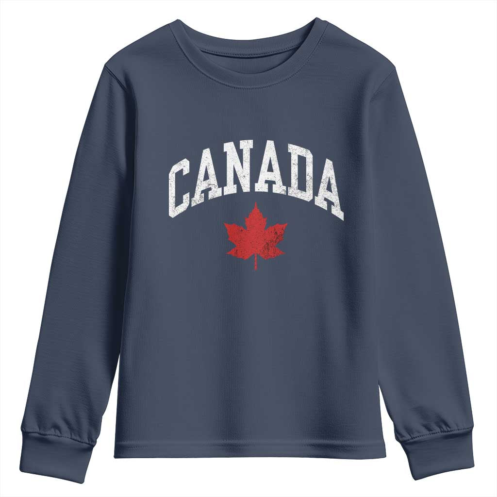 Canada Maple Leaf Youth Sweatshirt Canadian Pride TS10 Navy Print Your Wear