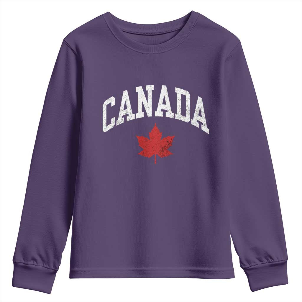 Canada Maple Leaf Youth Sweatshirt Canadian Pride TS10 Purple Print Your Wear
