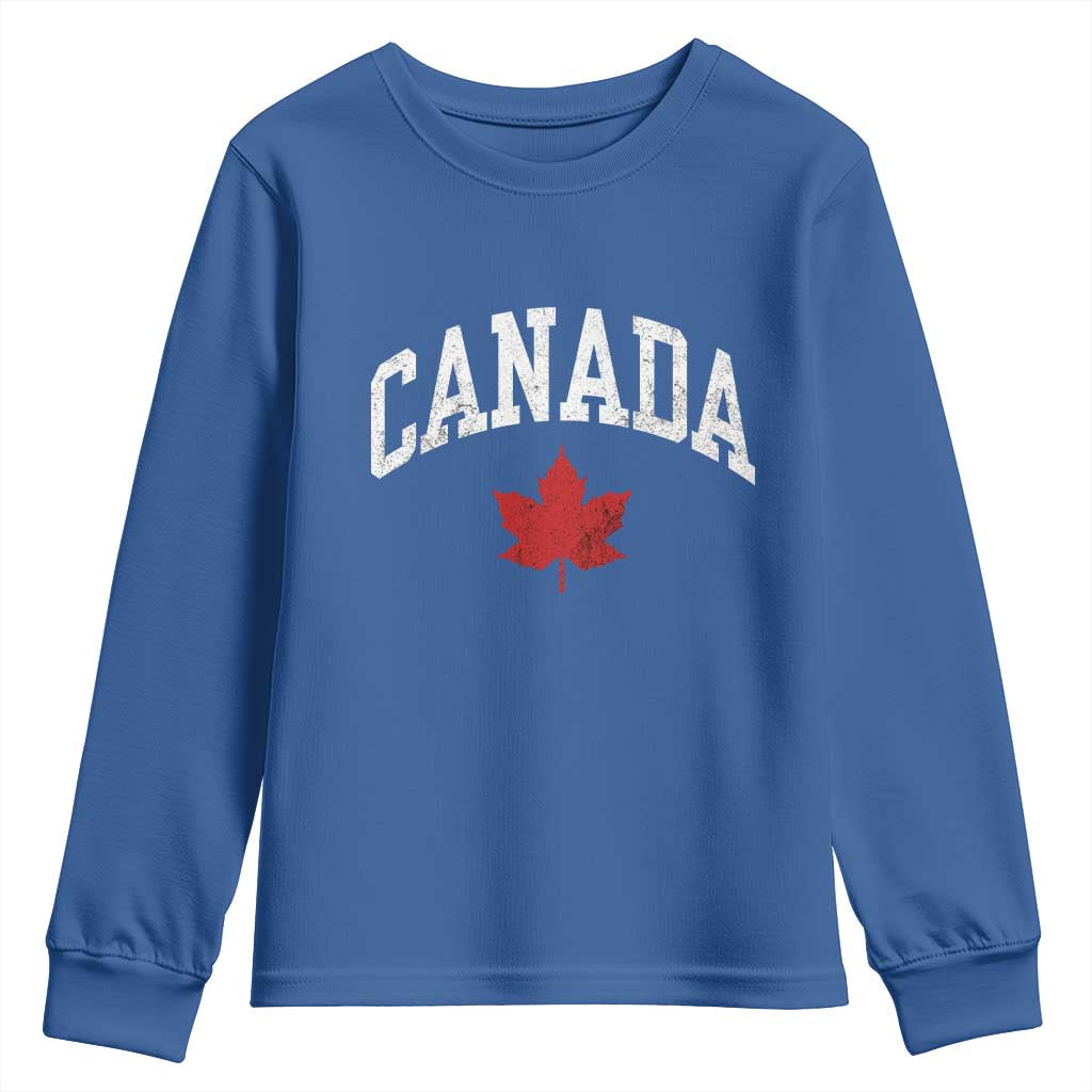 Canada Maple Leaf Youth Sweatshirt Canadian Pride TS10 Royal Blue Print Your Wear