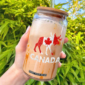 Canada Moose Maple Leaf Glass Can Canadian Pride TS10 Black Print Your Wear