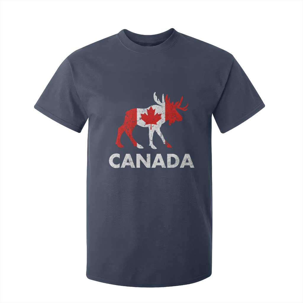 Canada Moose Maple Leaf T Shirt For Kid Canadian Pride TS10 Navy Print Your Wear