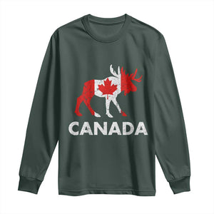 Canada Moose Maple Leaf Long Sleeve Shirt Canadian Pride TS10 Dark Forest Green Print Your Wear