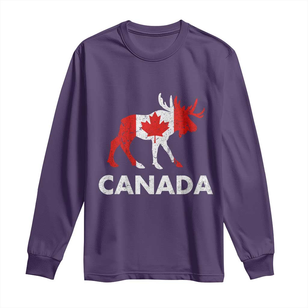 Canada Moose Maple Leaf Long Sleeve Shirt Canadian Pride TS10 Purple Print Your Wear