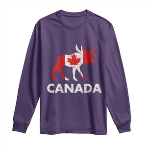 Canada Moose Maple Leaf Long Sleeve Shirt Canadian Pride TS10 Purple Print Your Wear