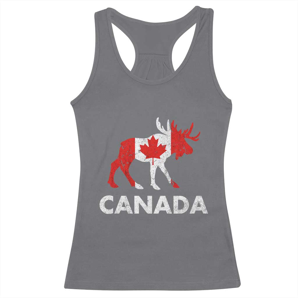Canada Moose Maple Leaf Racerback Tank Top Canadian Pride TS10 Charcoal Print Your Wear