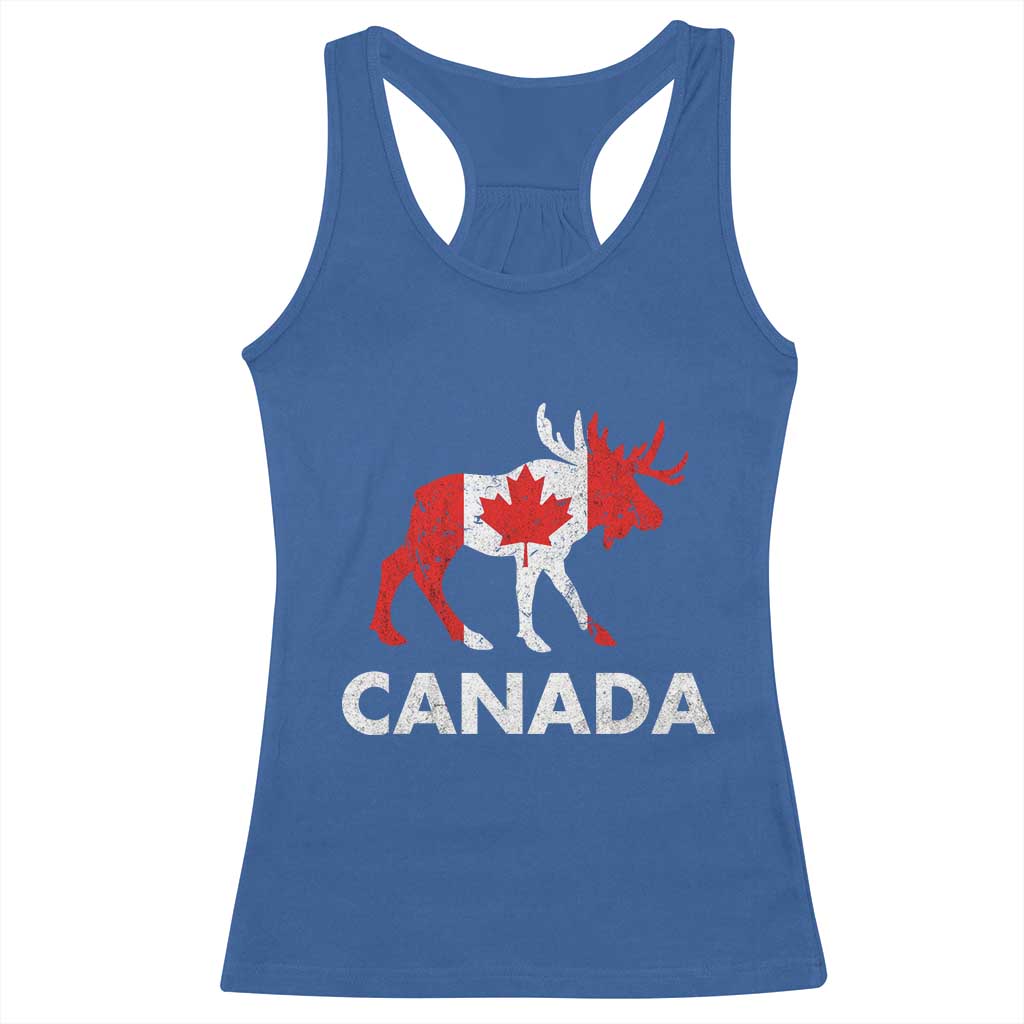 Canada Moose Maple Leaf Racerback Tank Top Canadian Pride TS10 Royal Blue Print Your Wear