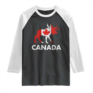 Canada Moose Maple Leaf Raglan Shirt Canadian Pride TS10 Black White Print Your Wear