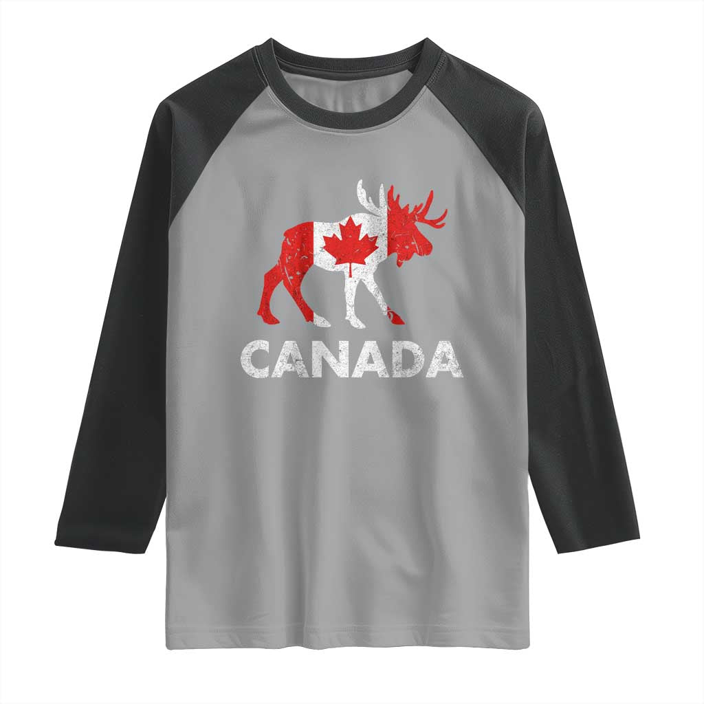 Canada Moose Maple Leaf Raglan Shirt Canadian Pride TS10 Sport Gray Black Print Your Wear