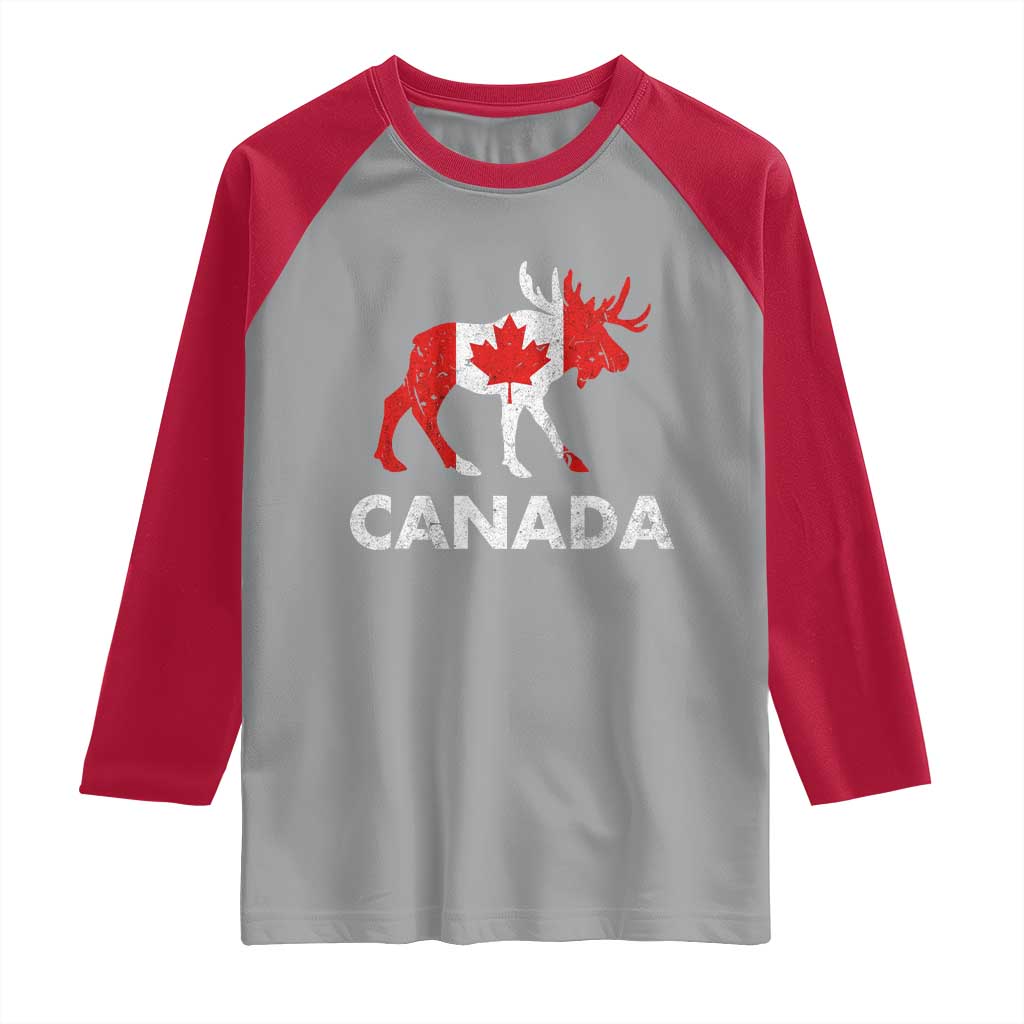Canada Moose Maple Leaf Raglan Shirt Canadian Pride TS10 Sport Gray Red Print Your Wear